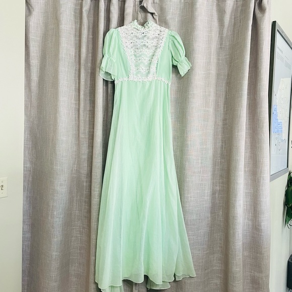 Vintage Dresses | Vintage Mint Green Maxi Dress W/Lace | Color: Green | Size: M | Pm-10544508's Closet Vintage Dresses | Vintage Mint Green Maxi Dress W/Lace | Color: Green | Size: M | Pm-10544508's Closet